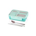 Vagonlife Bento 950ml Lunchbox Tek Katlı 4 Bölmeli Çelik Sefer Tası Yemek Kutusu (Turkuaz)