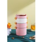 Vagonlife Bento Lunch Box Ofis-Okul İçin Yeni Nesil Sefer Tası 3 Katlı Büyük Boy Çelik FF545