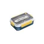Vagonlife Bento Lunch Box Ofis-Okul İçin Yeni Nesil Sefer Tası Tek Kat 3 Bölme Çatal Ve Kaşıklı -Paslanmaz Çelik FF528 Lacivert