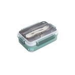 Vagonlife Bento Lunch Box Ofis-Okul İçin Yeni Nesil Sefer Tası Tek Kat 3 Bölme Çatal Ve Kaşıklı -Paslanmaz Çelik FF528 Yeşil