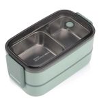 Vagonlife Beslenme Kutusu İki Katlı - Paslanmaz Çelik - 1400ml (Kaşık ve Çatal) Lunch Box (Yeşil)