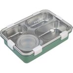 Vagonlife Büyük Ebat 850 ml (Paslanmaz Çelik Tek Kat Dört Bölmeli Çorba Kaseli Lunch Box Yeni Nesil Sefer Tası -FFLBOX50433 - Yeşil