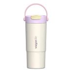 Vagonlife Çelik Pipetli/pipetsiz Kullanım Silikon El Askılı Matara/termos VGN1102 660ML - Krem