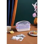 Vagonlife Çift Katmanlı Paslanmaz Çelik Beslenme Kabı-1400 ml (Çatallı Kaşık) Beslenme Kutusu (Mor)