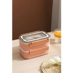Vagonlife Çift Katmanlı Paslanmaz Çelik Beslenme Kabı-1600 ml Beslenme Kutusu (Pembe)