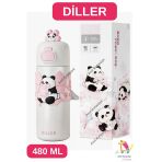 Vagonlife Diller 480 ml Çift Kullanım Pipetli & Rahat Içim Bilek Askılı Termos