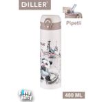 Vagonlife Dıller 480 ml Pipetli Paslanmaz Çelik Termos Vacum Cup Kilitli Kapak -FFDILLERD9248