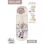 Vagonlife Dıller 600 ml Tek Kapak Çift Kullanım Pipetli/pipetsiz Taşıma Kulplu Vacum Cup/çelik Termos -FFDILLERD9252