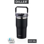 Vagonlife Dıller 620 ml Tek Kapak Çift Kullanım Pipetli/pipetsiz Taşıma Kulplu Mug/çelik TERMOS-FFDILLERD9168 - Siyah
