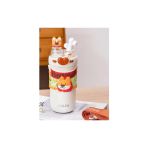 Vagonlife Dıller Paslanmaz Çelik Pipetli/Pipetsiz Kullanım Çift Kapaklı Matara/Termos D9239 520Ml Sevimli Köpek