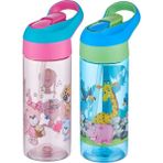 Vagonlife Fiftyfifty 2 Li Set 500ML Tritan Kalın Pipetli Çocuk Okul Su Matarası - Pembe - Yeşil