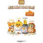 Vagonlife Loz Micro Block 4'lü Sevimli Hayvan Seti 4 Farklı Model Dekoratif Oyuncak Yapım Seti Yapı Blok Seti