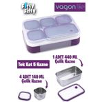 Vagonlife Lunch Box 1000 ML (Sızdırmaz,Karışmaz 5 Hazneli) Yeni Nesil Sefer Tası -FFLBOX40097