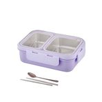 Vagonlife Lunch Box 700 ml Tek Kat Iki Bölmeli Metal Kaşıklı Yeni Nesil Sefer TASI-FFLBOX7096 - Mor