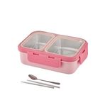 Vagonlife Lunch Box 700 ml Tek Kat Iki Bölmeli Metal Kaşıklı Yeni Nesil Sefer TASI-FFLBOX7096 - Pembe