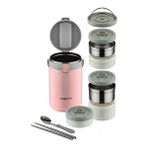 Vagonlife Lunchbox 3 Katlı 4-6 Saat Sıcak/soğuk Termos Çelik Sefer Tası Beslenme Kabı 2100ML Yeşil