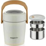 Vagonlife Lunchbox Çelik Beslenme Kabı 2 Kat 1600 Ml Yemek Kabı Beyaz
