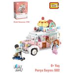 Vagonlife LZ1738 Mini Block Serisi Food Truck Yemek Kamyonu 582 Parça Oyuncak Yapım Seti