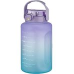 Vagonlife Mega Büyük Boy 2500ML 2.5litre Pipetli/pipetsiz Kullanım Çift Renk Motivasyon Matarası - Mor
