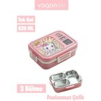 Vagonlife Paslanmaz Çelik Desenli Beslenme Kutusu - 820 ml Renkli ve Eğlenceli Çocuk Beslenme Kabı - Pembe