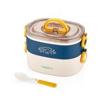 Vagonlife Portable Lunch Box İki Katlı Paslanmaz Çelik Kolay Kilitlenir Sefer Tası – 1900 Ml (Lacivert)