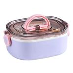 Vagonlife Portable Lunch Box Tek Katlı Paslanmaz Çelik Kolay Kilitlenir Sefer Tası – 1000 ml - Lila