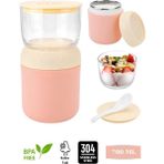 Vagonlife Storage Cup - Çorba - Yoğurt ve Yulaf Saklama Kabı - 700 ml - Pembe