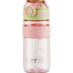 Vagonlife Tkk 550 ml Pipetli Bpa Içermeyen Taşıma Kulplu Tritan Su Matarası - Pembe