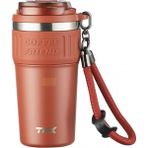 Vagonlife Tkk Yeni Koleksiyon 630ML Pipetli / Pipetsiz Kullanım Askılı Paslanmaz Çelik Termos Kahve Mug Matara - Bakır Rengi