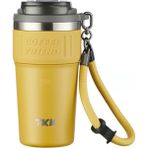 Vagonlife Tkk Yeni Koleksiyon 630ML Pipetli / Pipetsiz Kullanım Askılı Paslanmaz Çelik Termos Kahve Mug Matara - Koyu Sarı