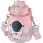 Vagonlife Uzay Temalı Polikarbon Matara 1250 ml Askılı ve Kulplu - 6GA-Pembe