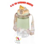 Vagonlife Vagon Life Pipetli 600 ml Boyun Askılı Kaydırmaz Gövde Hayvan Figürlü Su Matarası Sticker Hediyeli