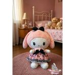vagontoys My Melody Peluş Oyuncak Pembe Karakterli Baskılı Dantel Elbiseli Siyah Kurdeleli – 30 cm Yumuşak Kız Çocuk & Sevgili Hediyesi