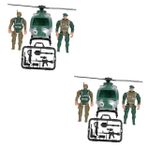 Vaguelly 2 Takım Asker Modeli Mini Asker Çocuklar Asker Çocuk Playset Asker Figürü Hediye Helikopter Çocuk Playset Çocuk Asker