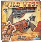 Vahşi Batı 2 Adet Revolver Seti 8Li Mantar Patlatan Metal Kovboy Tabancası Ve Rozet Ve Kemeri Set