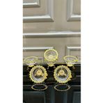 Vakıf home 6 Adet Cam Metal Ayaklı Gold İşlemeli Kahve Yanı Lokumluk