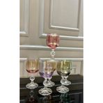 Vakıf home Bohemia Kristal Ayaklı Renkli Kahve Yanı Su Bardağı 150 ml