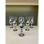 Vakıf Home Bohemia Kristal Incili Titanyum Gümüş Renk Ayaklı Kahve Yanı Su Bardağı - 180 ml