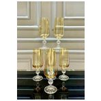Vakıf home CRYSTALITE BOHEMIA 6 Adet Kristal Ayaklı Gold Kahve Yanı Su Bardağı
