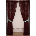 VAKKO ÇİFT RENK BORDO İP PERDE HAZIR DÜĞMELERİ DİKİLMİŞ İP PERDE 300*250 cm