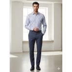Vakko Ekoseli Cepli Classic ve Comfort Fit Kesim Gömlek - Koyu Mavi
