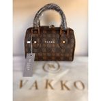 Vakko Klasik Askılı Çanta. En 20 cm Boy 18 cm - Acı Kahverengi - Bej