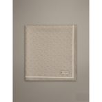 Vakko Monogram Desenli Twill İpek Eşarp Vizon