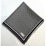 Vakko Tivil Monogram Ipek Eşarp 41408-SIYAH Ekru
