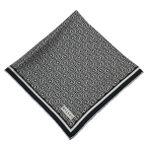 Vakko Twill İpek Eşarp - Yeni Monogram - Siyah Ekru