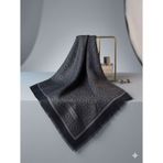 Vakko Twill İpek Şal Monogram Füme