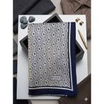 Vakko Twill İpek Şal Monogram Lacivert
