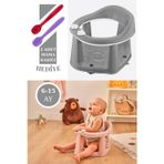 Vakumlu Bebek Banyo Mama Oturağı Gri + Silicolife 2 Adet Silikon Mama Kaşığı Hediye