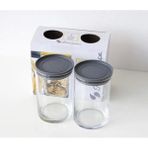 Vakumlu Cam Kavanoz - Cam Erzak Saklama Kabı 2 Ad 730CC (GRİ)43736