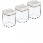 Vakumlu Erzak Kavanozu Kare 3lü Set -OKY-234 - Renkli